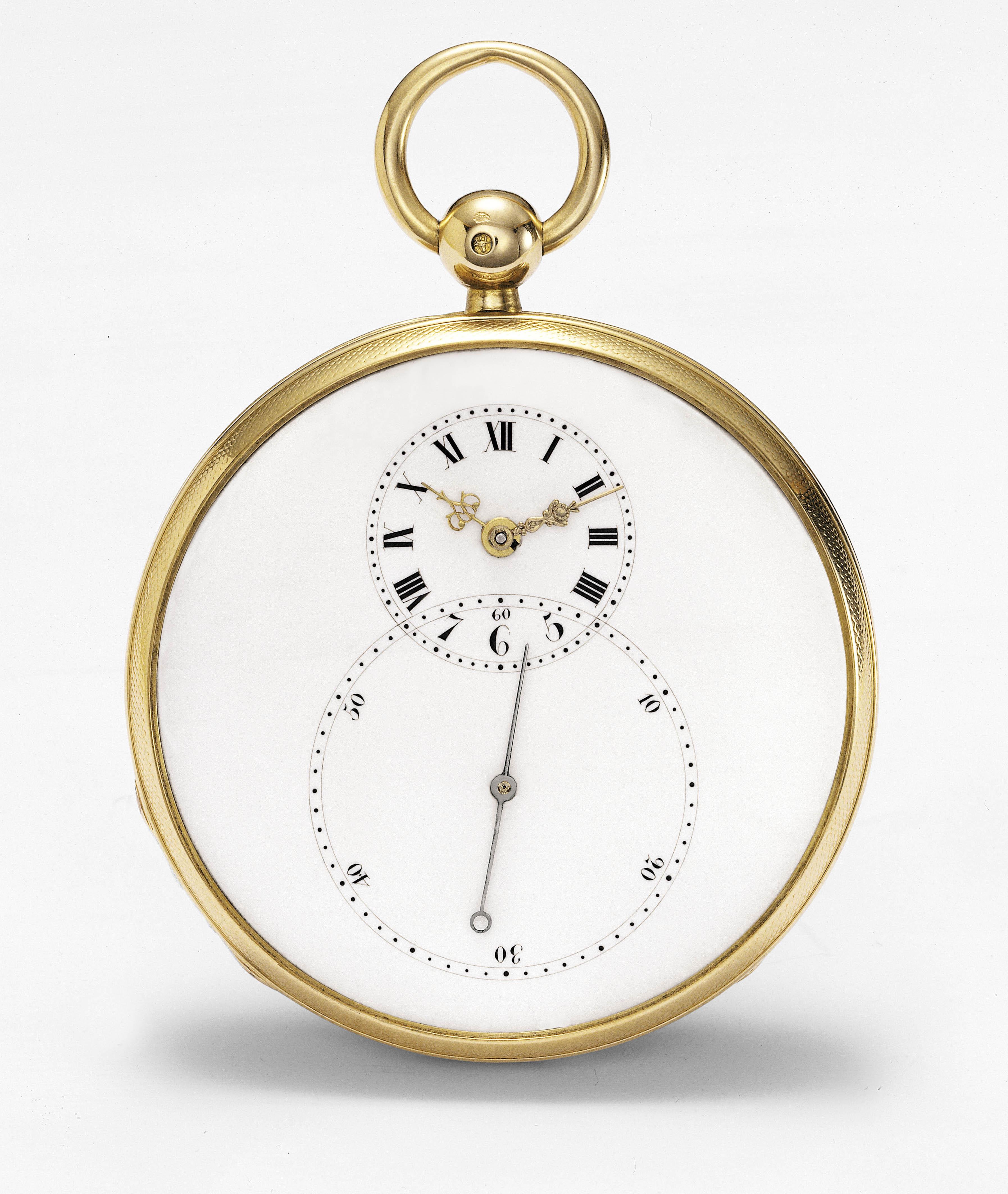 偏心小时及分钟盘怀表,配备大秒盘,约1785年由皮埃尔雅克德罗于拉夏德