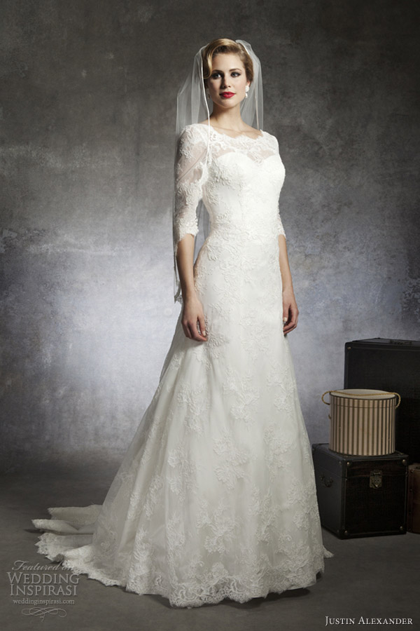 justin alexander bridal spring 2013 wedding dress with sleeves 8666