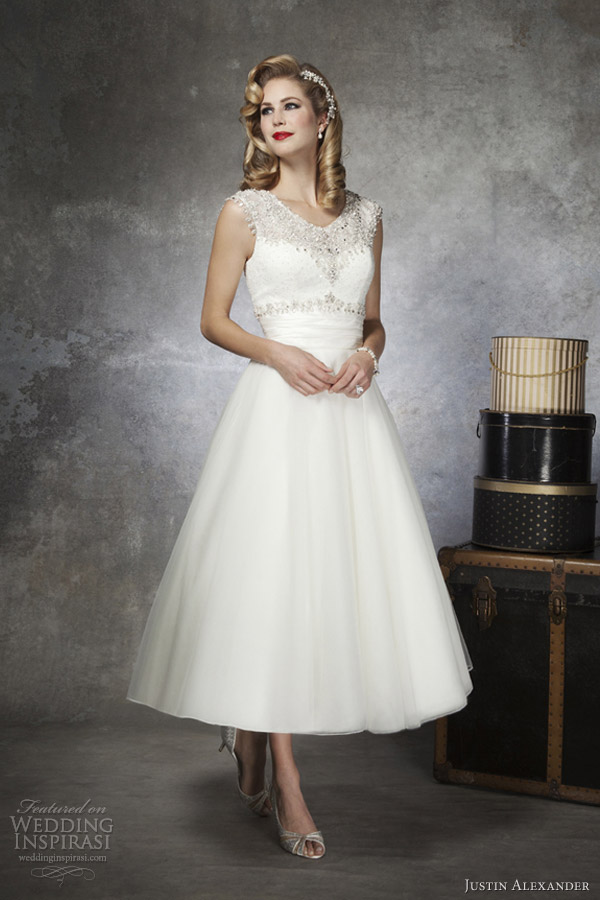 justin alexander bridal 2013 tea length wedding dress 8650